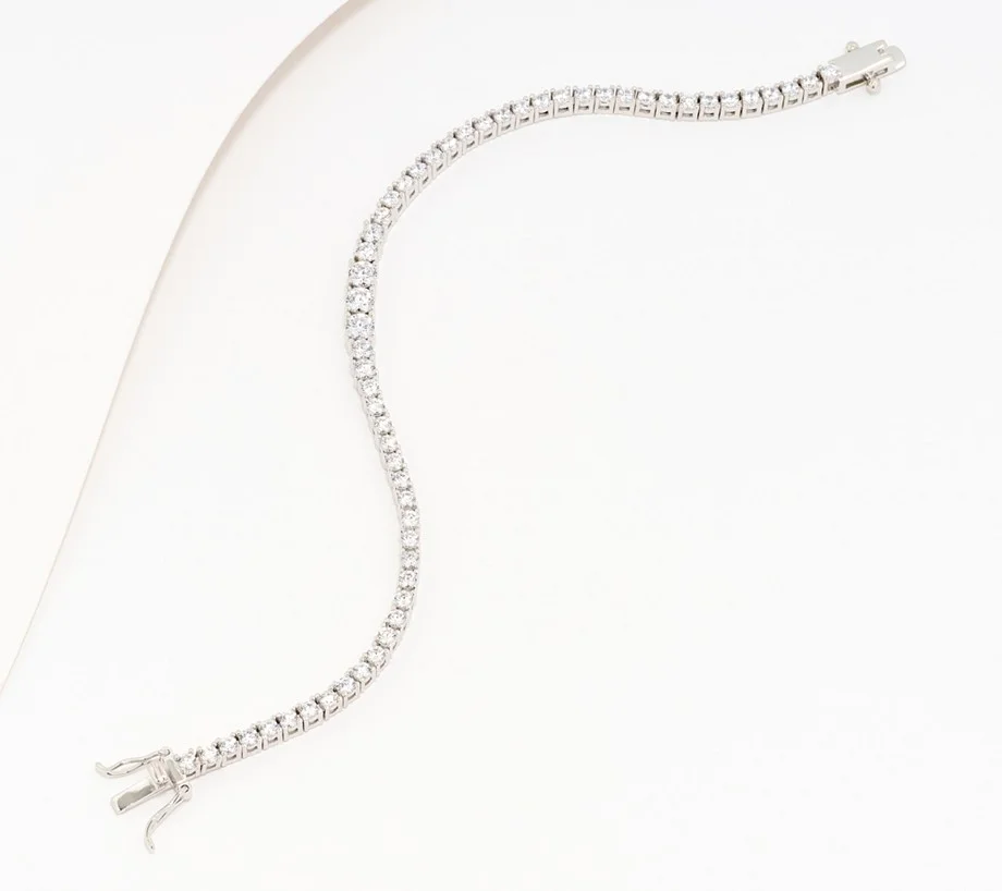 Diamonique Round Graduated Tennis Bracelet, Sterling Silver