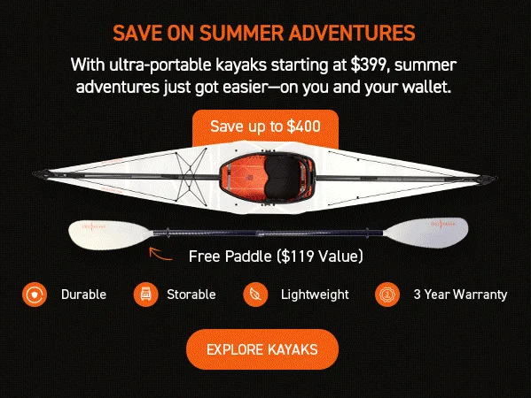 Save up to $400 off Kayaks