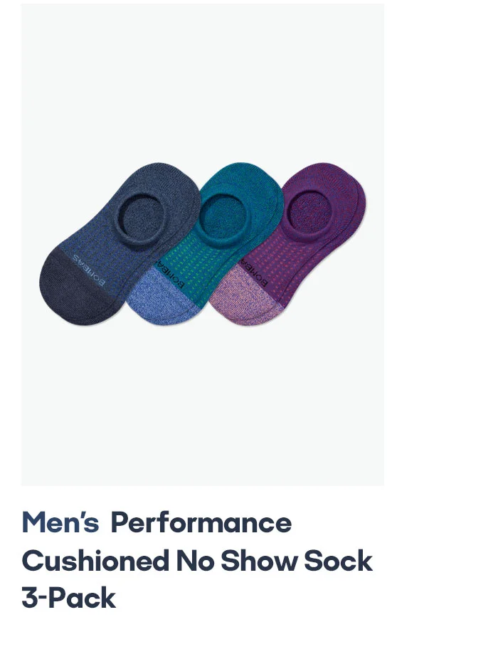 MEN'S PERFORMANCE CUSHIONED NO SHOW SOCK 3 PACK