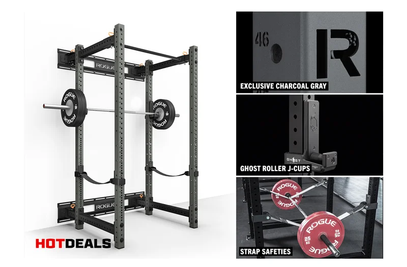Monster Lite RML-390FULLW Fold Back Wall Mount Power Rack - Charcoal