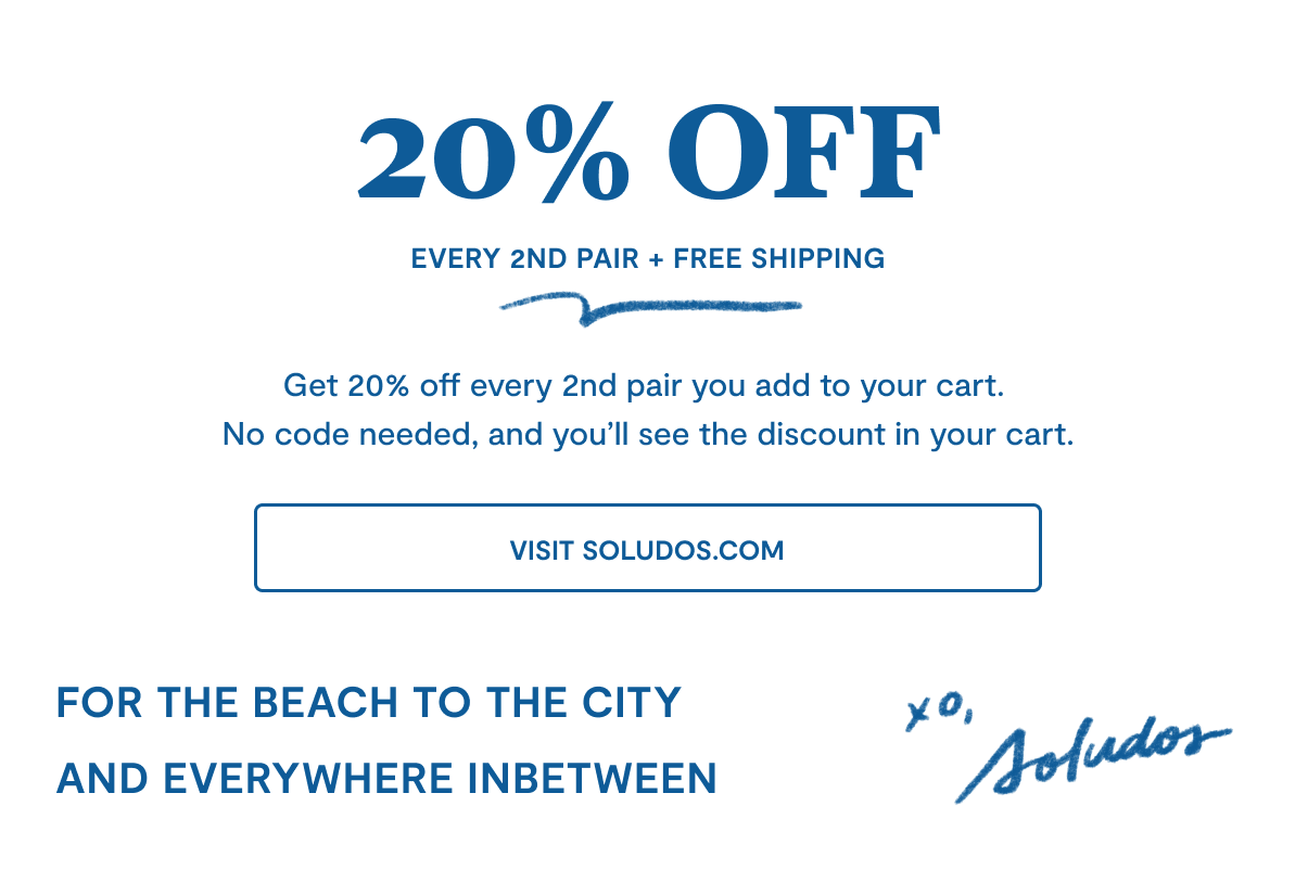 20% Off Every 2nd Pair Plus Free Shipping