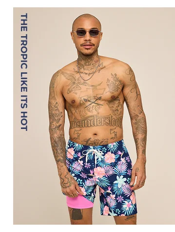 Lined Classic Swim Trunk: The Tropic Like It's Hot 7"