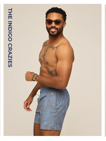 Classic Swim Trunk: The Indigo Crazies 5.5"