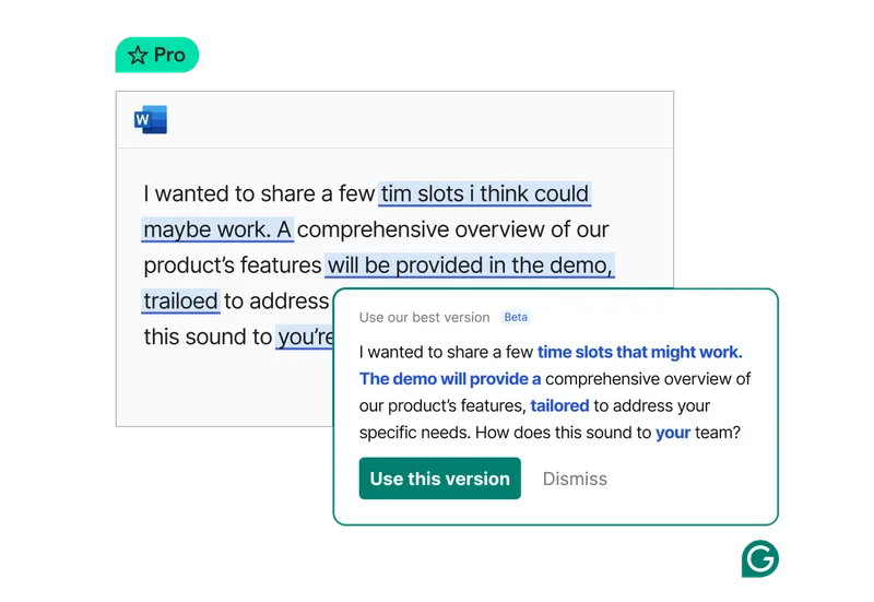 Grammarly Pro Example