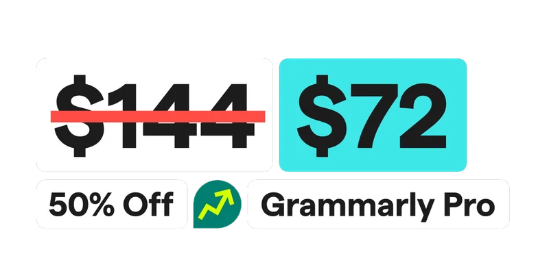 Before $144 | Now $72 | 50% Off | Grammarly Pro