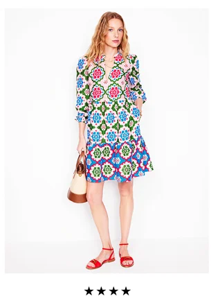Esme Linen Short Dress Multi, Bloom Geo