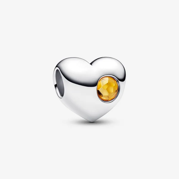 Engravable November Honey Stone Heart Charm