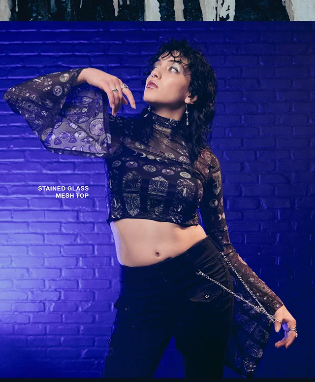 Cosmic Aura. Stained Glass Mesh Top Shown