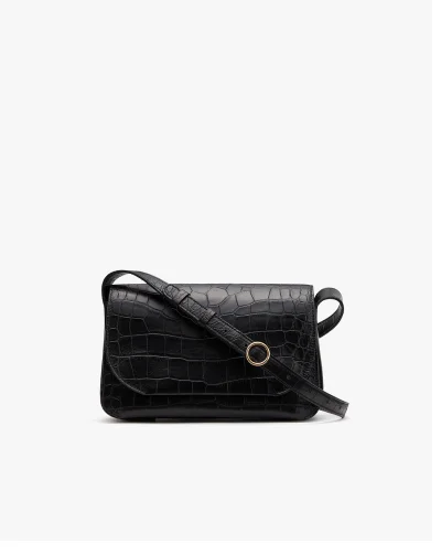Concertina Shoulder Bag Black Croco