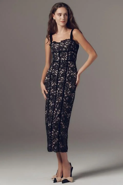 BHLDN Strapless Stretch Lace Midi Dress