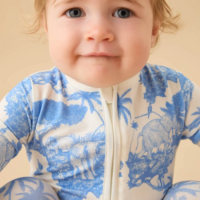 Image of MORI x Desmond & Dempsey Blue Clever Zip Snug Fit Pajamas