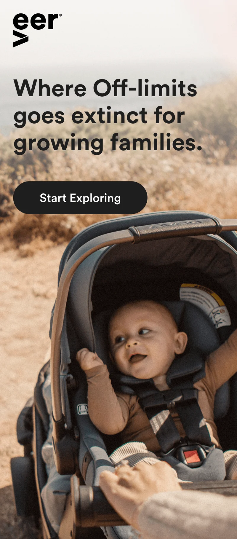 Baby in car seat attached to Veer product