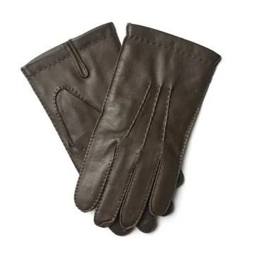 Shaftesbury Men's Cashmere-Lined Brown Leather Gloves