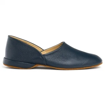 Grecian Style Slipper in Navy Deerskin