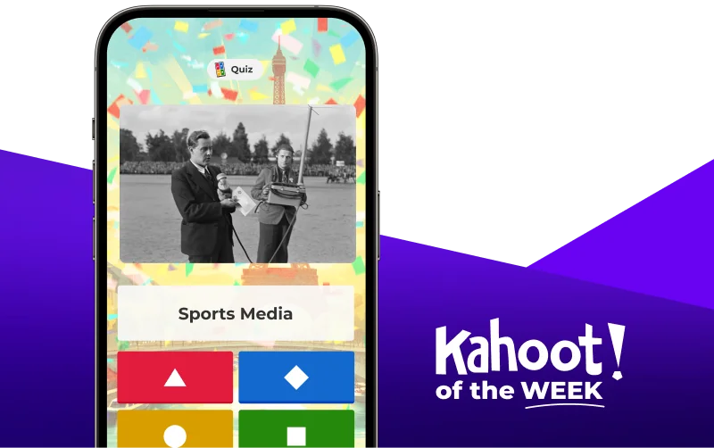 Smartphone displaying a kahoot entitled ''Sports Media''