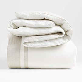 New Natural EUROPEAN FLAX Certified Linen Border Duvet Cover