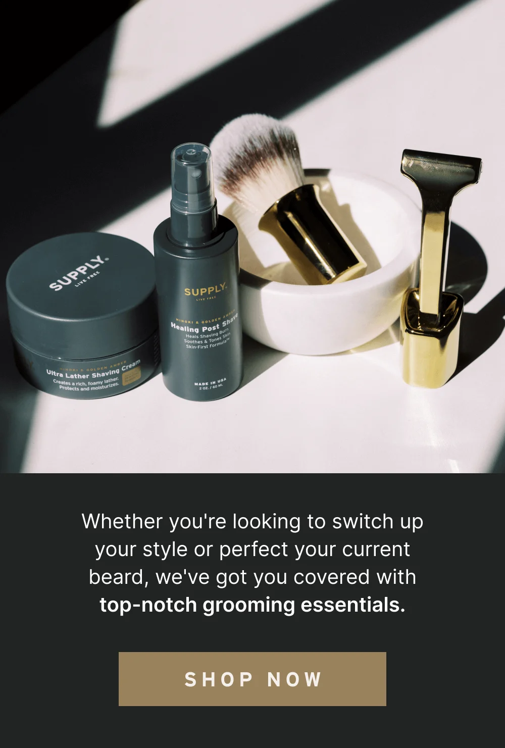 Whether you're looking to switch up your style or perfect your current beard, we've got you covered with top-notch grooming essentials.  [Shop Now]