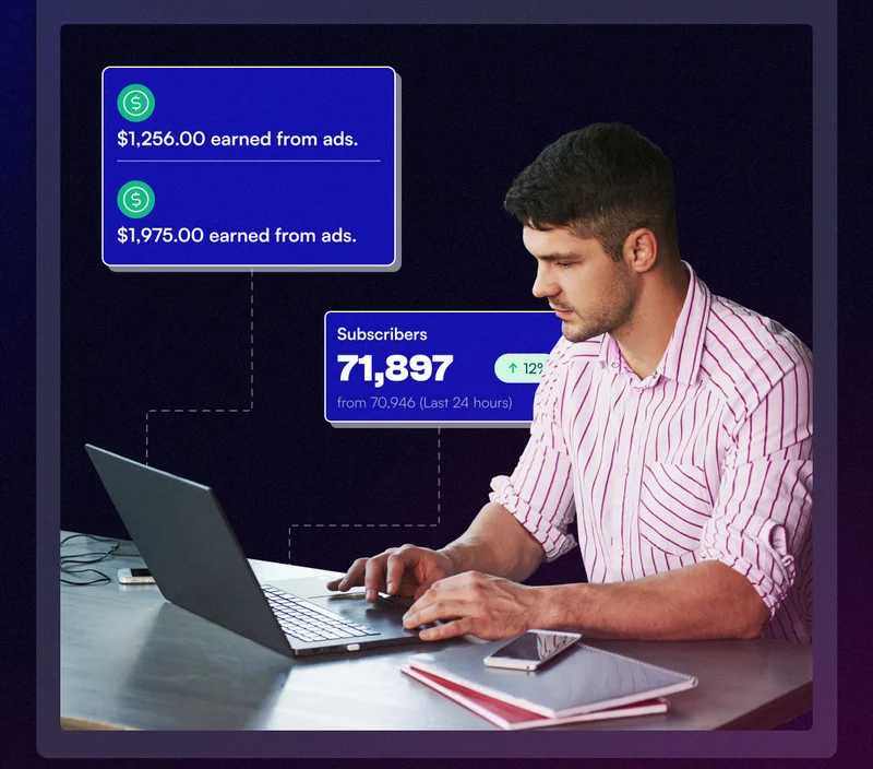 Image of a male content creator growing his newsletter.