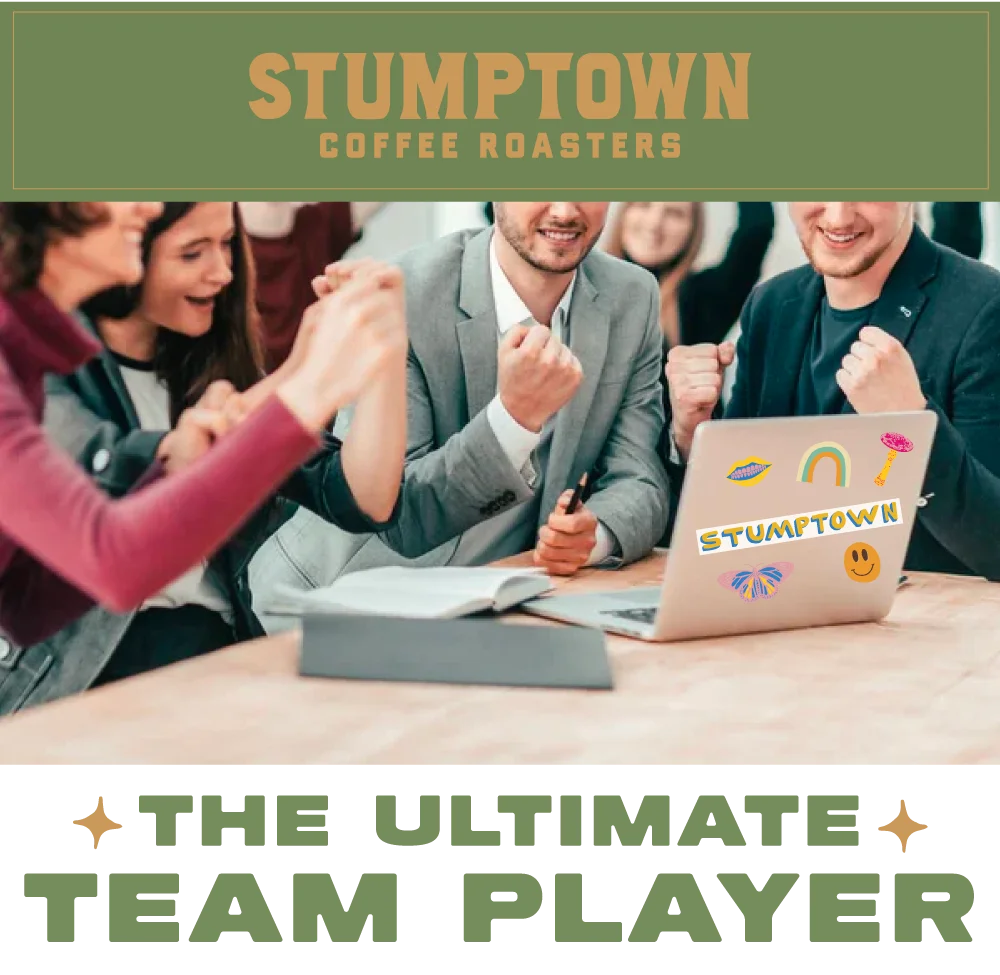 Image: Excited office workers. Header: The Ultimate Teamplayer