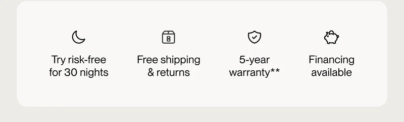 Try risk-free for 30 nights | Free shipping & returns | 5-year warranty