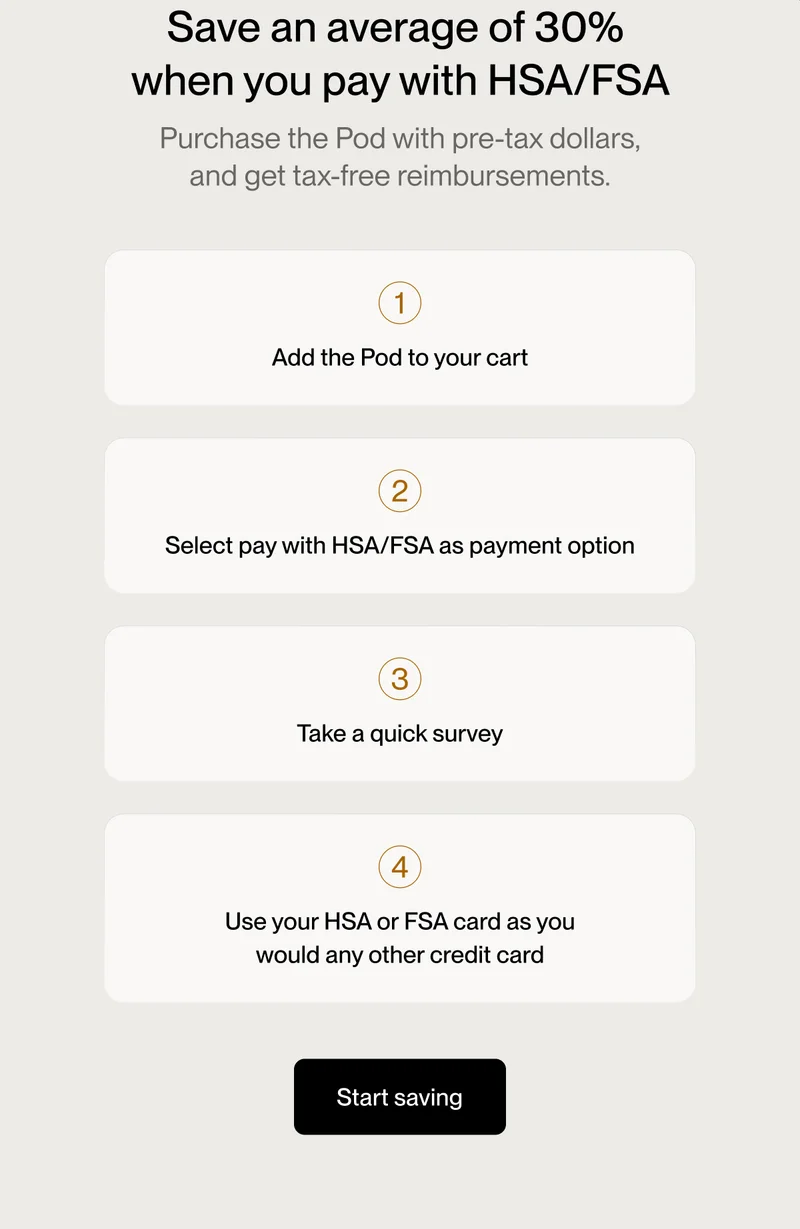 Save an average of 30% when you pay with HSA/FSA