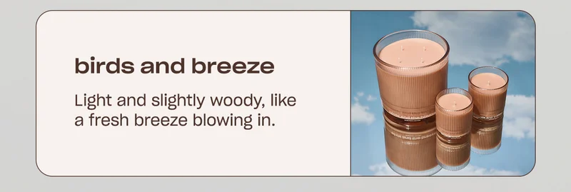 birds and breeze Light and slightly woody, like a fresh breeze blowing in.