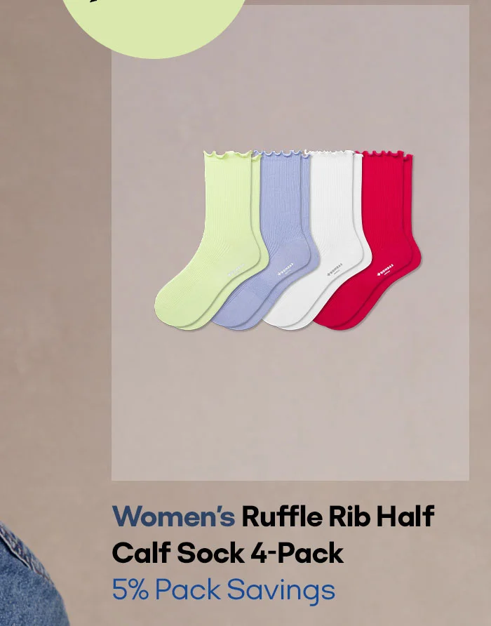 Women's Ruffle Rib Half Calf Sock 4-Pack 5% Pack Savings