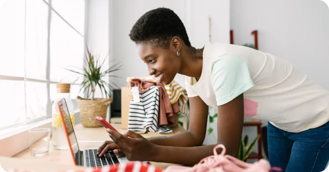 Business owner using a laptop