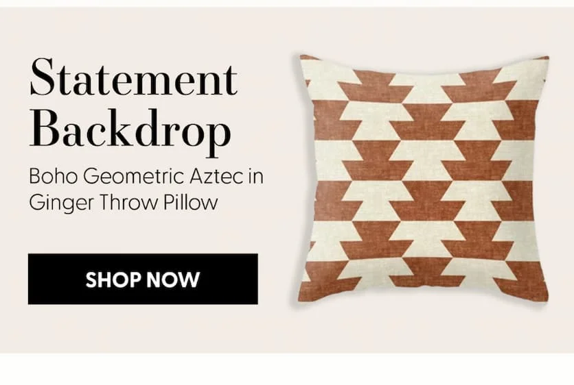 boho geometric aztec in ginger Throw Pillow