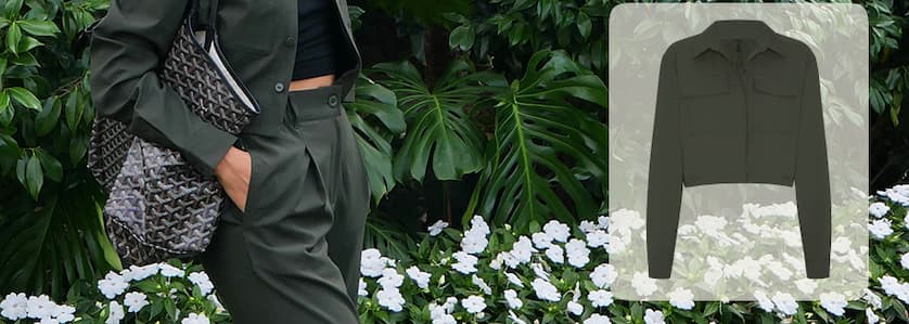 Midtown Cropped Jacket in Olive Ink