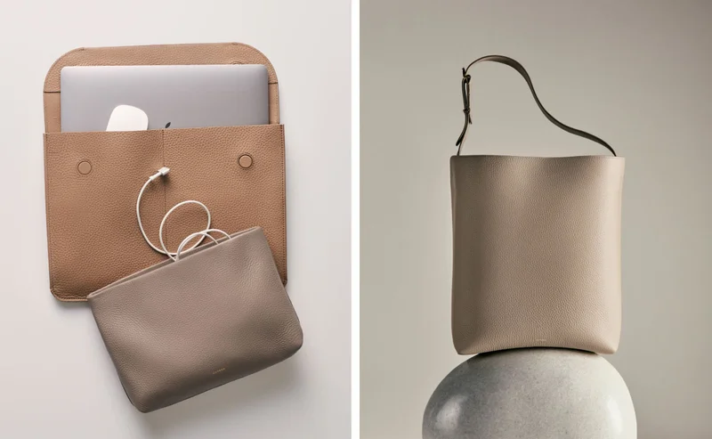 Tech Carryall 13-Inch Cappuccino, Small Zipper Pouch Clay, Oversized Linea Stone