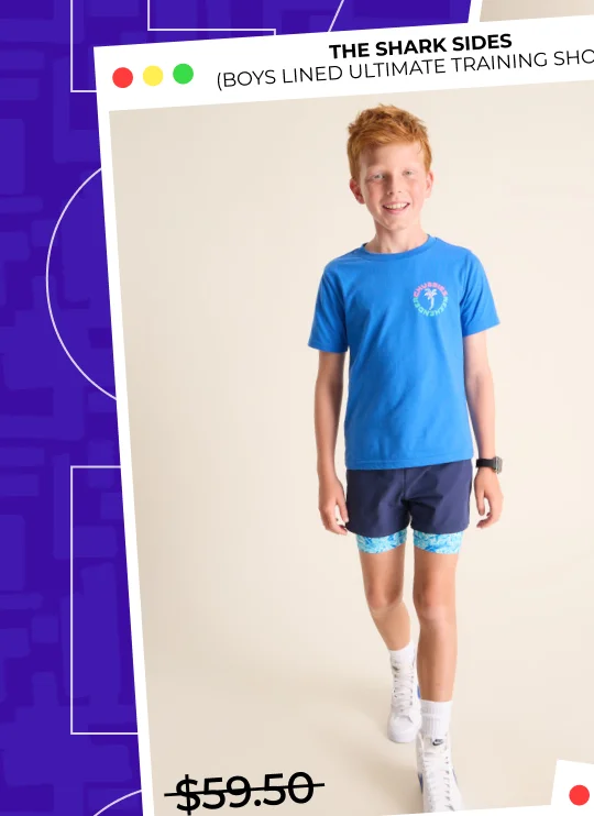 Boys Lined Ultimate Training Short: The Shark Sides