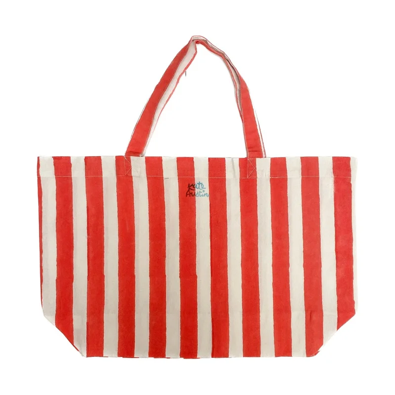 Image of Beach Bag, Red & White Cabana Stripe