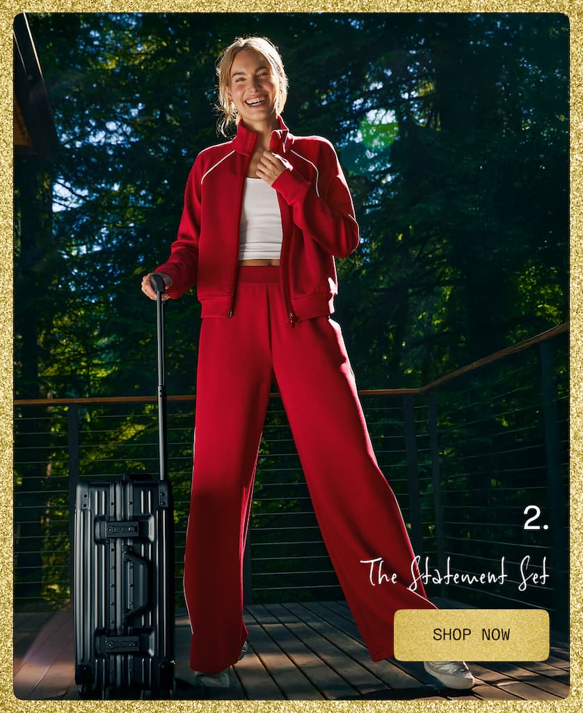 In The Flow Piped Wide Leg Pant in Holly Red