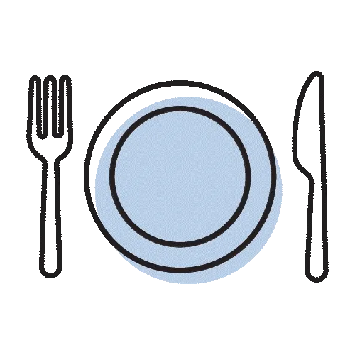 Plate, knife, and fork icon.