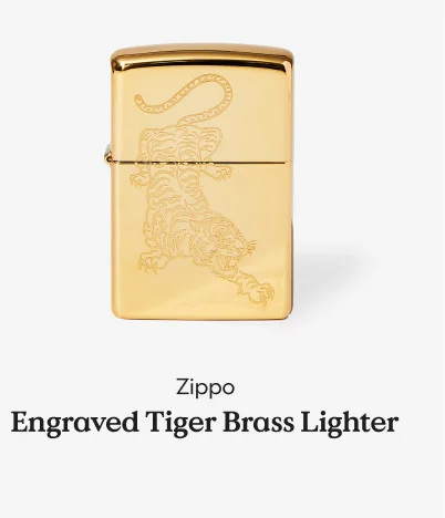 Engraved Tiger Brass Lighter