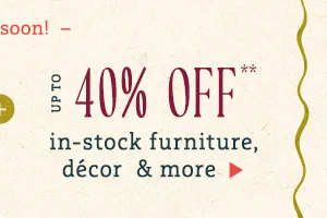 up to 40% off in-stock furniture, decor and more