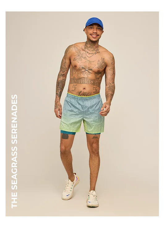 Crinkle Ultimate Training Short: The Seagrass Serenades 5.5"