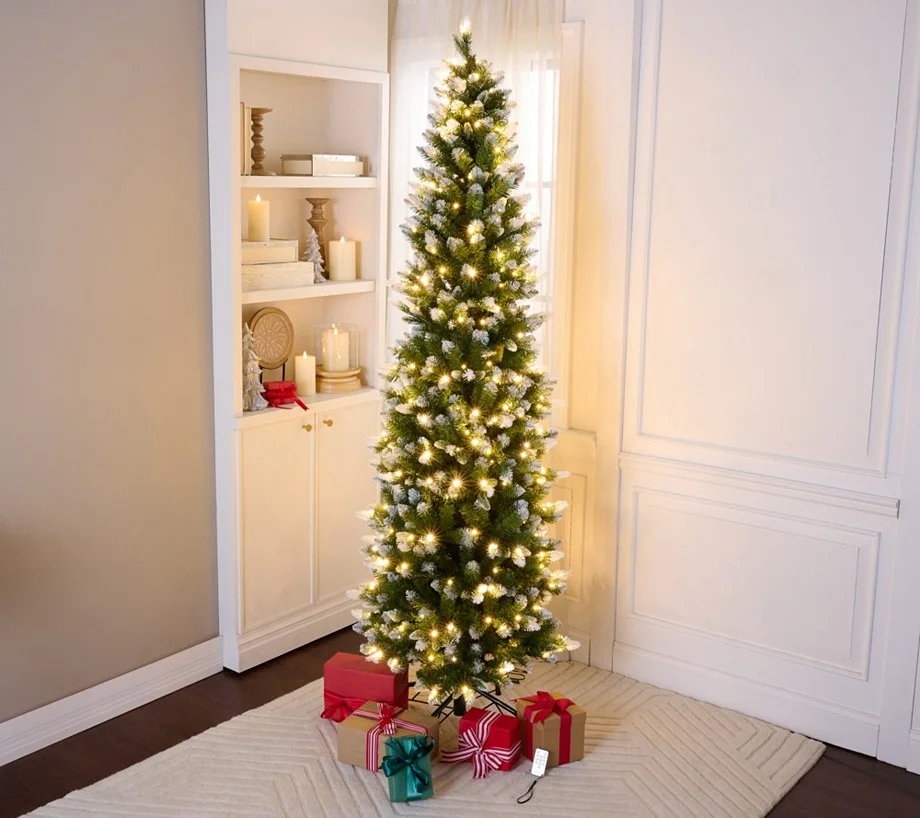 Bethlehem Lights 8.5' Snow-Kissed Slim Tree with 3-in-1 LEDs