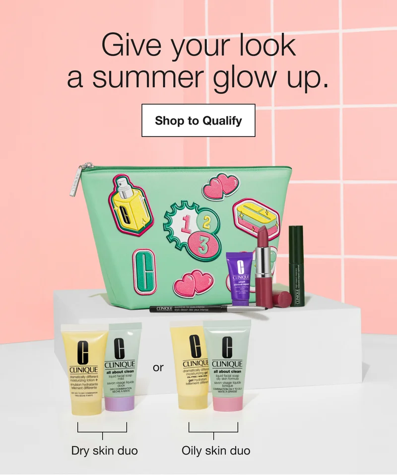 Give your look a summer glow up. | Shop to Qualify | Dry skin duo Or Oily skin duo
