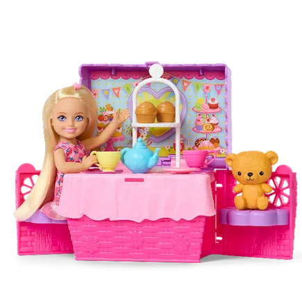 Barbie Family & Friends Club Chelsea Pop-Up Tea Party Playset With Small Doll & 10+ Accessories