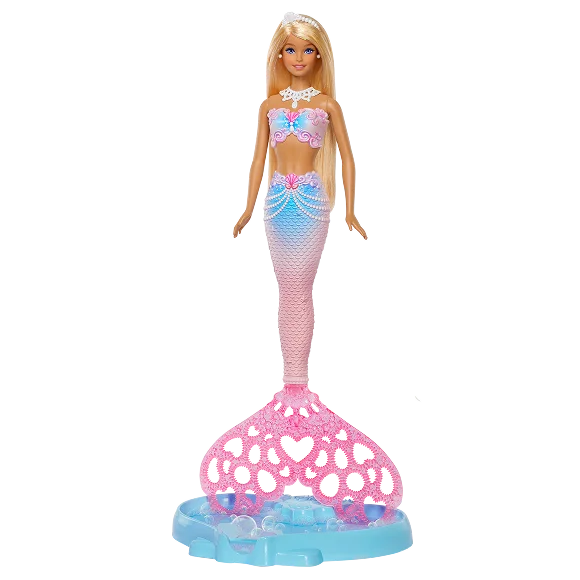 Barbie Bubble Sparkle Mermaid Doll With Bubble-Making Feature, Includes Bubble Solution & Hairbrush