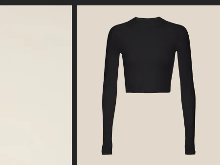 Contours Mock Neck Cropped Top