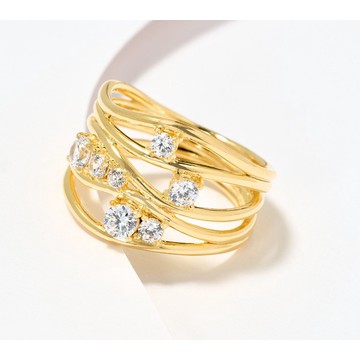 Diamonique Italia Multi-Layer Band Ring, Sterling Silver