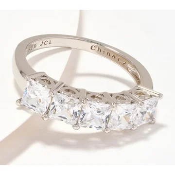 Diamonique Classics 5-Stone Princess Cut Band Ring, SS