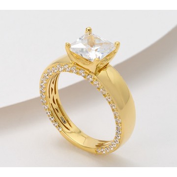 Diamonique Italia Side Profile Princess-Cut Ring, SS