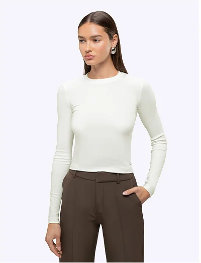 White LS Tomboy Tee Cropped