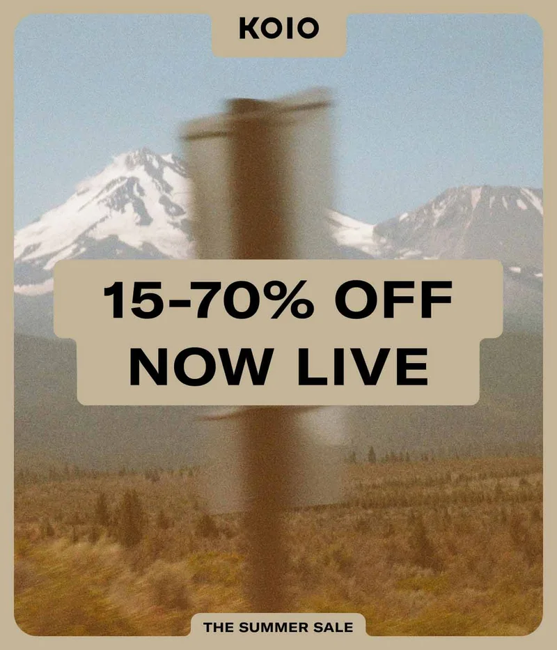 KOIO– 15%-70% OFF NOW LIVE. The Summer Sale