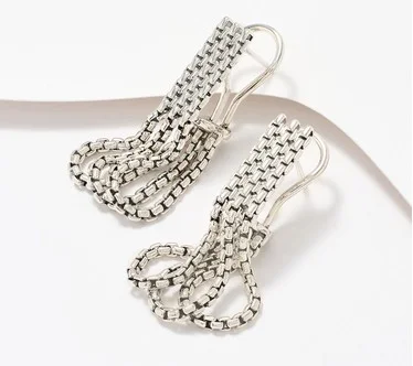 JAI Sterling Silver Triple Box Chain Earrings