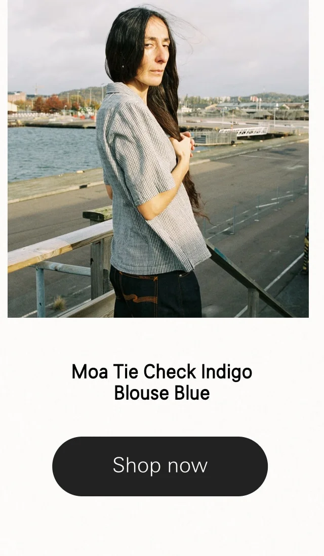 Moa Tie Check Indigo Blouse Blue